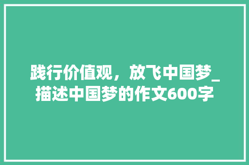 践行价值观，放飞中国梦_描述中国梦的作文600字