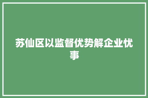 苏仙区以监督优势解企业忧事