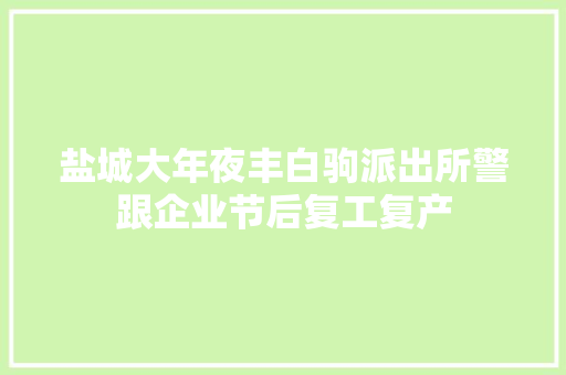 盐城大年夜丰白驹派出所警跟企业节后复工复产