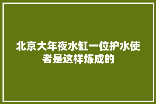 北京大年夜水缸一位护水使者是这样炼成的
