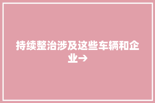持续整治涉及这些车辆和企业→ 汽车知识