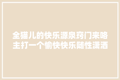 全猫儿的快乐源泉窍门来咯主打一个愉快快乐随性潇洒