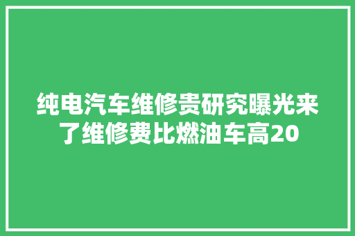 纯电汽车维修贵研究曝光来了维修费比燃油车高20