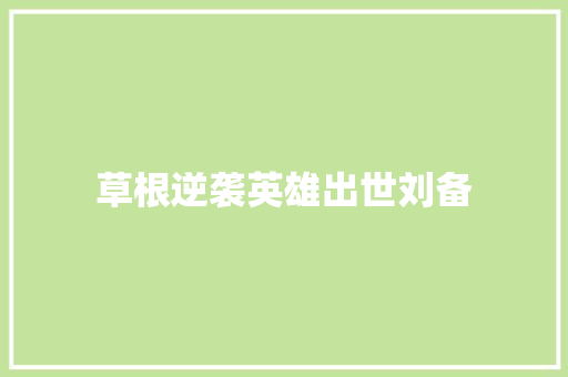草根逆袭英雄出世刘备