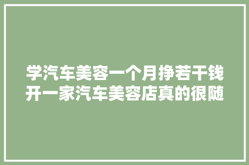 学汽车美容一个月挣若干钱开一家汽车美容店真的很随意马虎赚钱吗