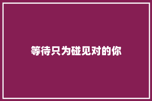 等待只为碰见对的你