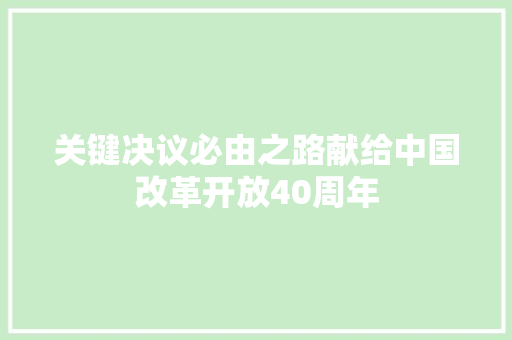 关键决议必由之路献给中国改革开放40周年