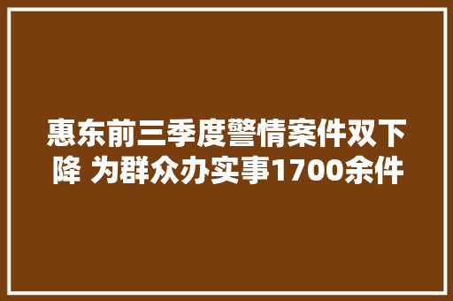 惠东前三季度警情案件双下降 为群众办实事1700余件