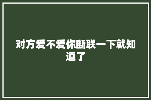 对方爱不爱你断联一下就知道了