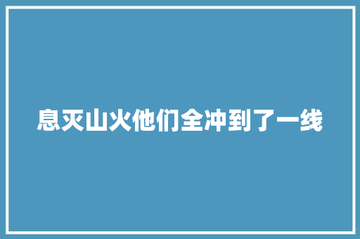 息灭山火他们全冲到了一线