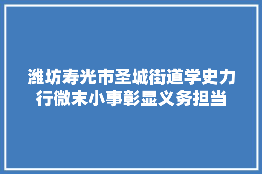 潍坊寿光市圣城街道学史力行微末小事彰显义务担当