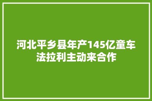 河北平乡县年产145亿童车法拉利主动来合作