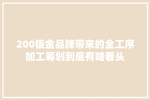200钣金品牌带来的全工序加工筹划到底有啥看头