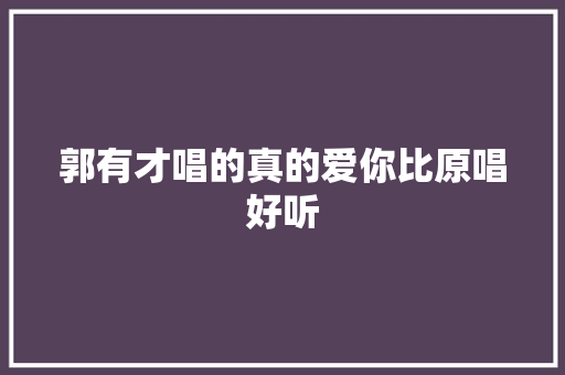 郭有才唱的真的爱你比原唱好听
