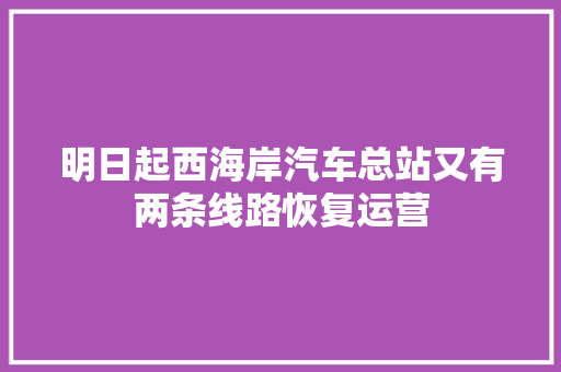 明日起西海岸汽车总站又有两条线路恢复运营