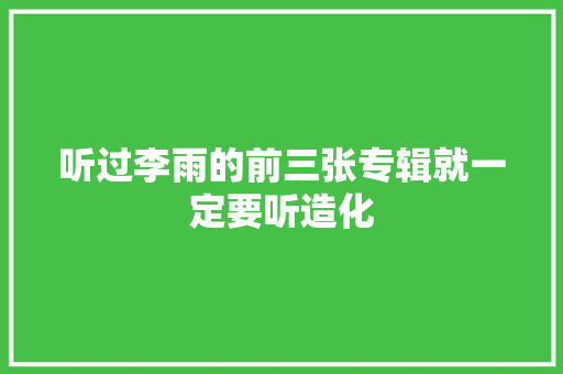 听过李雨的前三张专辑就一定要听造化