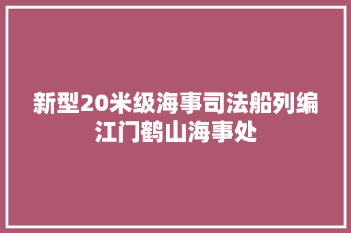 新型20米级海事司法船列编江门鹤山海事处