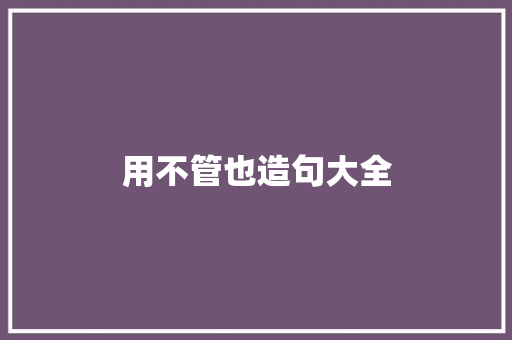 用不管也造句大全