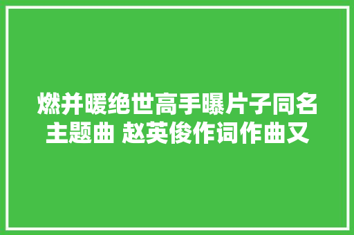 燃并暖绝世高手曝片子同名主题曲 赵英俊作词作曲又献唱