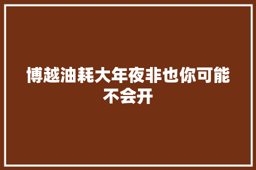 博越油耗大年夜非也你可能不会开
