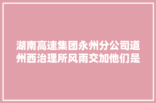 湖南高速集团永州分公司道州西治理所风雨交加他们是黑夜里的光
