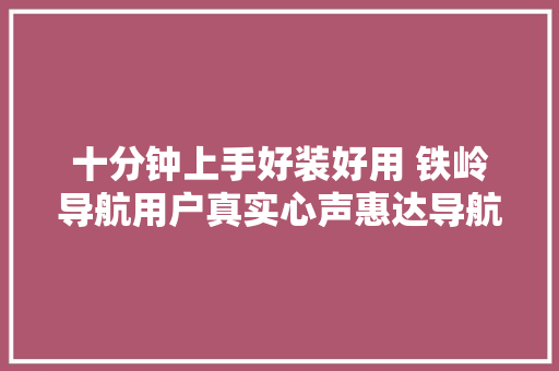 十分钟上手好装好用 铁岭导航用户真实心声惠达导航
