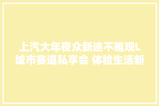 上汽大年夜众新途不雅观L城市赛道私享会 体验生活新乐趣
