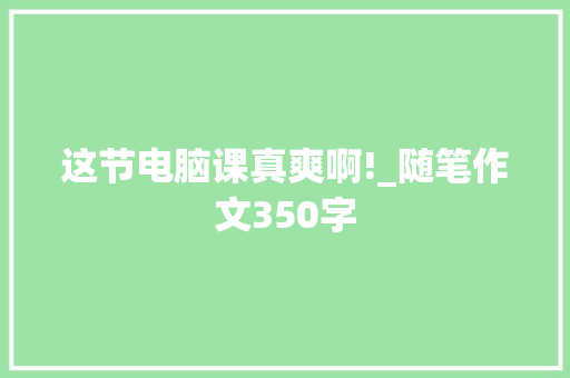 这节电脑课真爽啊!_随笔作文350字