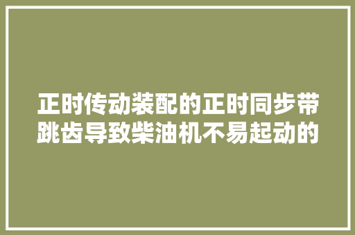 正时传动装配的正时同步带跳齿导致柴油机不易起动的故障案例
