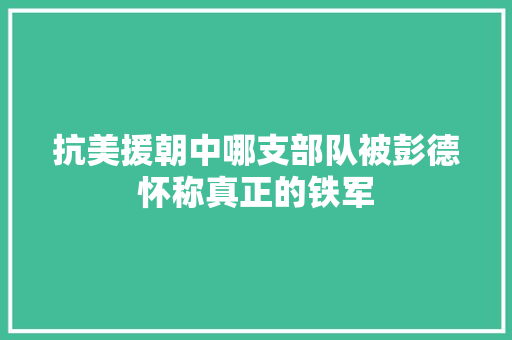 抗美援朝中哪支部队被彭德怀称真正的铁军