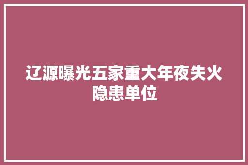 辽源曝光五家重大年夜失火隐患单位