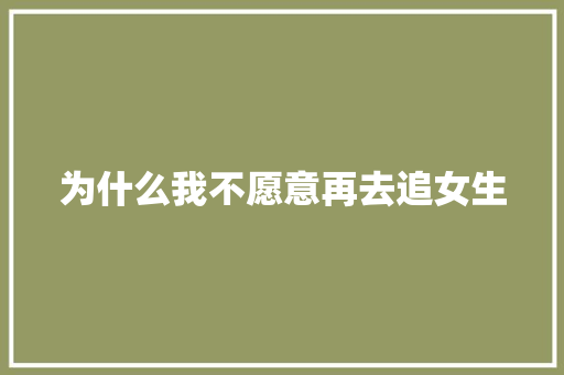 为什么我不愿意再去追女生