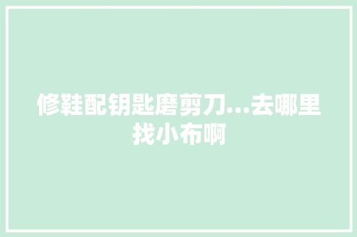 修鞋配钥匙磨剪刀…去哪里找小布啊