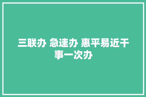 三联办 急速办 惠平易近干事一次办