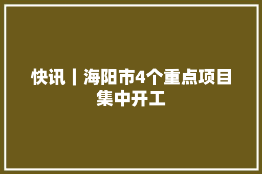 快讯｜海阳市4个重点项目集中开工