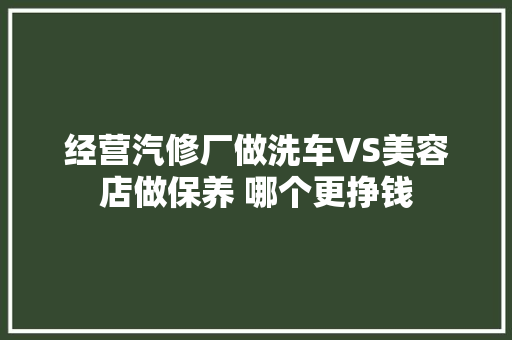经营汽修厂做洗车VS美容店做保养 哪个更挣钱