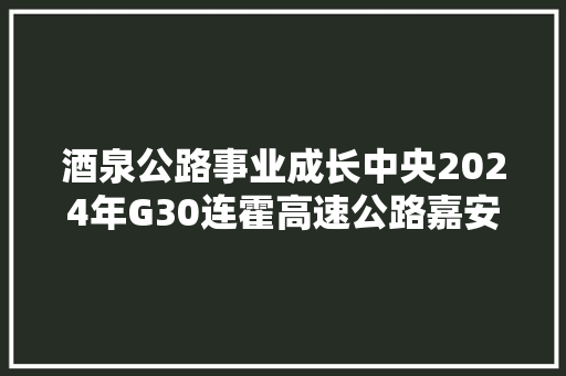 酒泉公路事业成长中央2024年G30连霍高速公路嘉安段养护工程周全开工