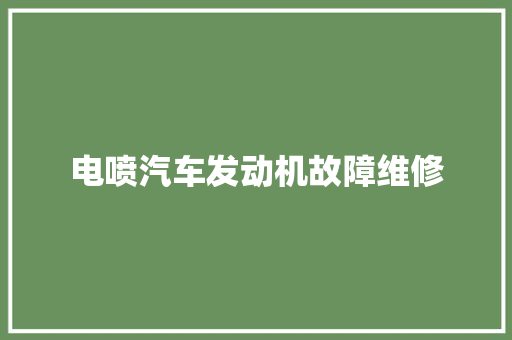 电喷汽车发动机故障维修