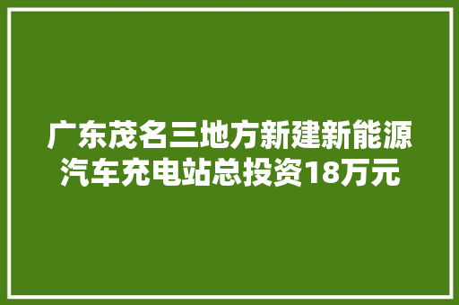 广东茂名三地方新建新能源汽车充电站总投资18万元
