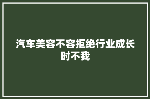 汽车美容不容拒绝行业成长时不我