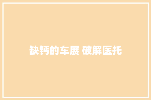 缺钙的车展 破解医托