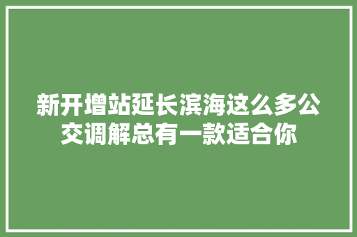 新开增站延长滨海这么多公交调解总有一款适合你