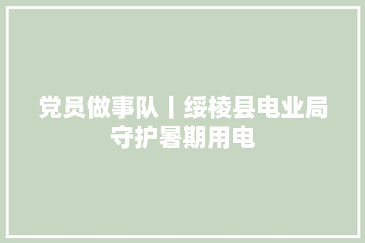 党员做事队丨绥棱县电业局守护暑期用电
