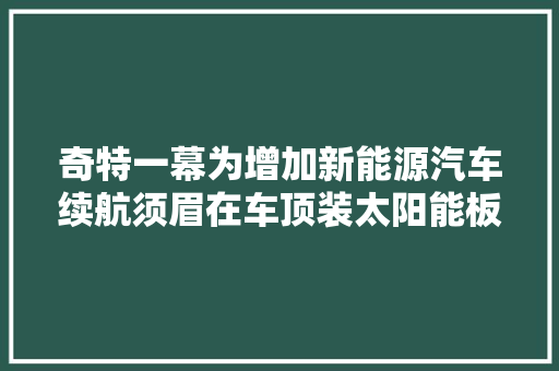 奇特一幕为增加新能源汽车续航须眉在车顶装太阳能板大年夜风车被处罚