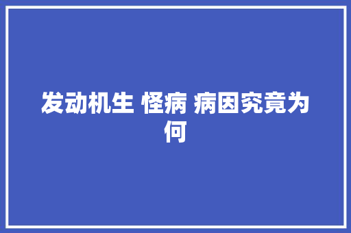 发动机生 怪病 病因究竟为何