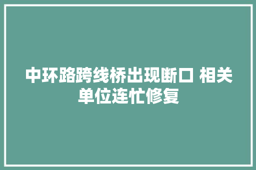中环路跨线桥出现断口 相关单位连忙修复