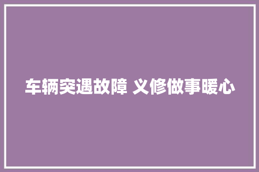 车辆突遇故障 义修做事暖心