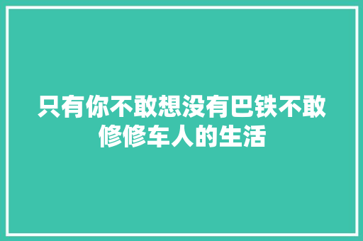 只有你不敢想没有巴铁不敢修修车人的生活