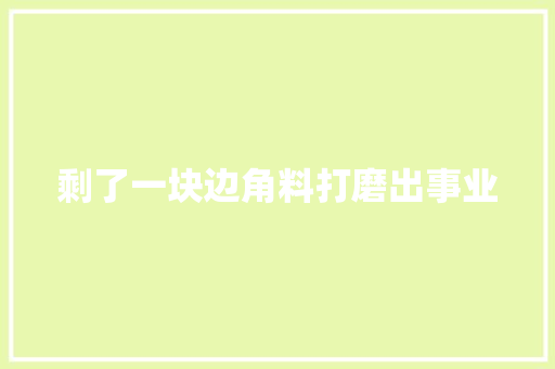 剩了一块边角料打磨出事业