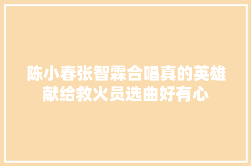 陈小春张智霖合唱真的英雄献给救火员选曲好有心